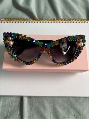 Embellished Multicolor Cat Eye Sunglasses - Women Accessories